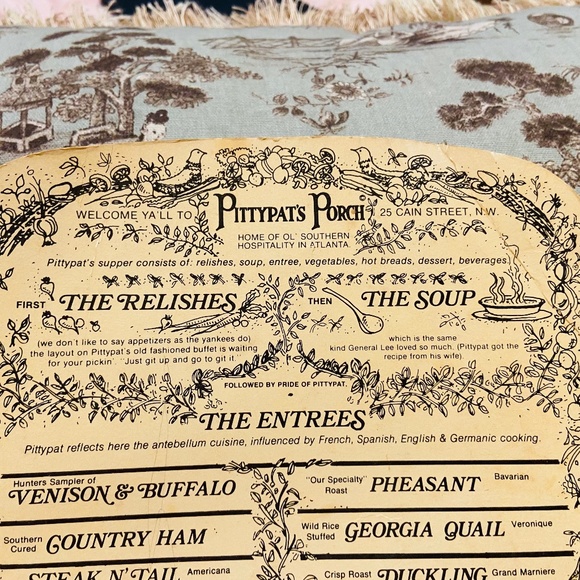 F7-Vintage Pittypat's Porch Atlanta Menu Hand Fan - Picture 4 of 9